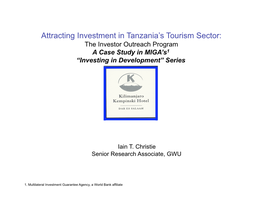 Attracting Investment in Tanzania's Tourism Sector