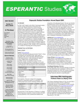 Esperantic Studies 2003/04