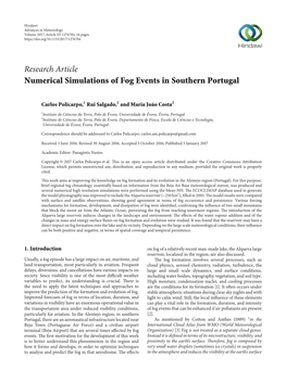 Numerical Simulations of Fog Events in Southern Portugal