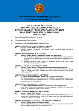Dewan Undangan Negeri Sarawak Aturan Urusan Mesyuarat