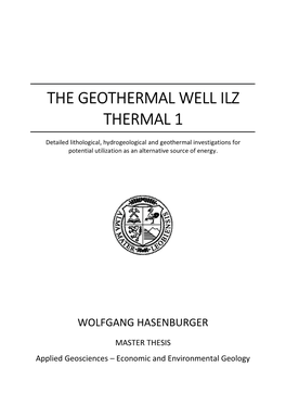 The Geothermal Well Ilz Thermal 1
