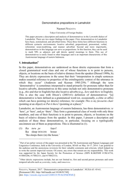 Demonstrative Prepositions in Lamaholot Naonori NAGAYA 1