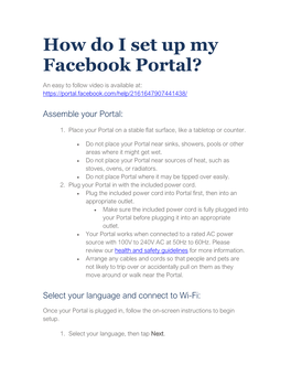 How Do I Set up My Facebook Portal?