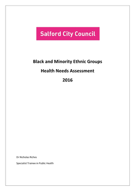 Black and Minority Ethnic Groups Health Needs Assessment 2016