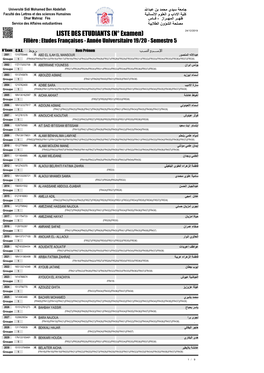 Année Universitaire 19/20 - Semestre 5