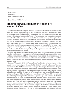 Inspiration with Antiquity in Polish Art Around 1900S