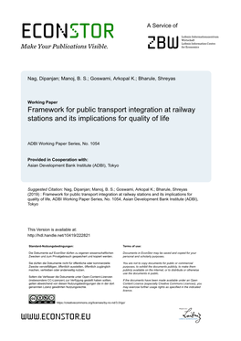 Public Transport Integration at Railway Stations and Its Implications for Quality of Life