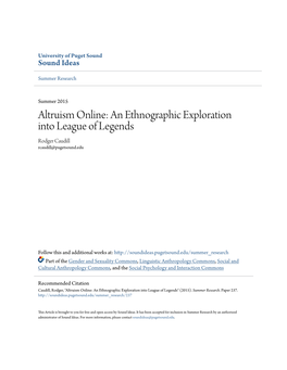 An Ethnographic Exploration Into League of Legends Rodger Caudill Rcaudill@Pugetsound.Edu