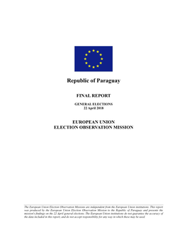 Paraguay General Elections, 22 April 2018: EU EOM Report