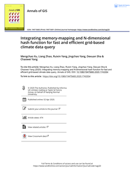 Integrating Memory-Mapping and N-Dimensional Hash Function for Fast and Efficient Grid-Based Climate Data Query