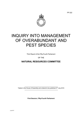 Inquiry Into Management of Overabundant and Pest Species