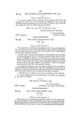 100 No. 97. the NURSING and MIDWIFERY LAW, 1951. It Is