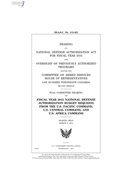 Hearing National Defense Authorization Act For