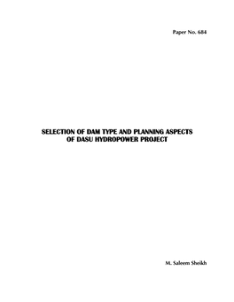 Selection of Dam Type and Planning Aspects of Dasu Hydropower Project