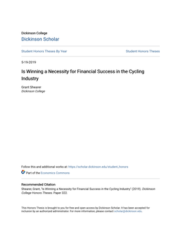 Is Winning a Necessity for Financial Success in the Cycling Industry