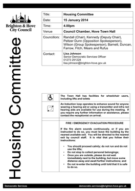Agenda Document for Housing Committee, 15/01/2014 16:00