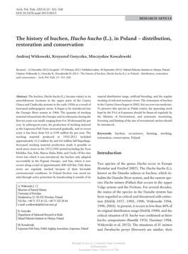 The History of Huchen, Hucho Hucho (L.), in Poland – Distribution, Restoration and Conservation