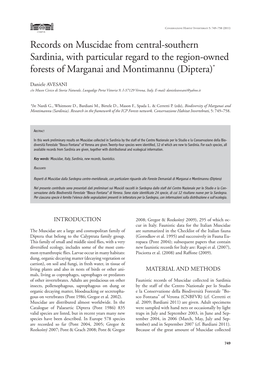 Records on Muscidae from Central-Southern Sardinia, with Particular Regard to the Region-Owned Forests of Marganai and Montimannu ( Diptera)*