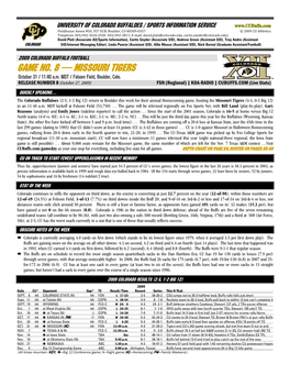 Game NO. 8 — MISSOURI TIGERS October 31 / 11:40 A.M