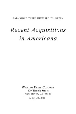 Recent Acquisitions in Americana