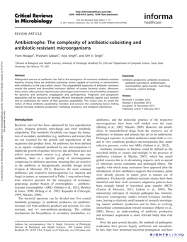 Antibiotrophs: the Complexity of Antibiotic-Subsisting and Antibiotic-Resistant Microorganisms