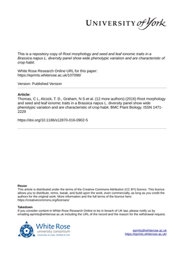 Root Morphology and Seed and Leaf Ionomic Traits in a Brassica Napus L