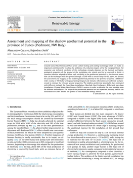 Assessment and Mapping of the Shallow Geothermal Potential in the Province of Cuneo (Piedmont, NW Italy)