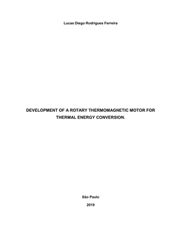 Development of a Rotary Thermomagnetic Motor for Thermal Energy Conversion