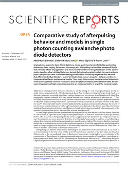 Comparative Study of Afterpulsing Behavior and Models in Single
