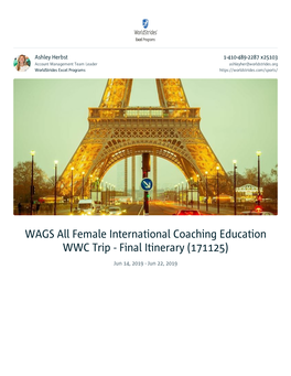 WAGS All Female International Coaching Education Trip Final