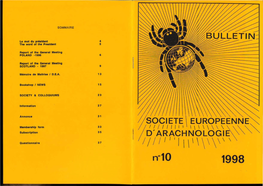 Societe Europeenne D' Arachnologie ~ ~ "" '"