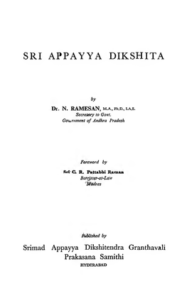 Sri Appayya Dikshita by Dr. N. Ramesan