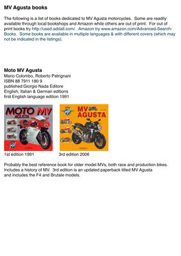 MV Agusta Books