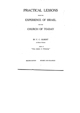 Practical Lessons from the Experience of Israel for the Church of Today