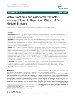 Active Trachoma and Associated Risk Factors Among Children in Baso Liben District of East Gojjam, Ethiopia