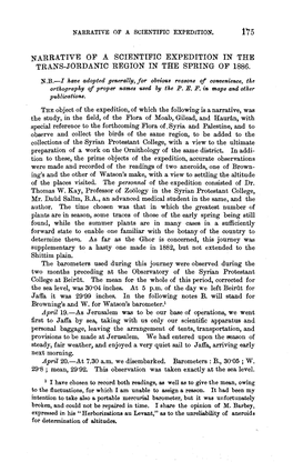 Narrative of a Scientific Expedition in the Trans-Jord.Anic Region in the Spring of 1886