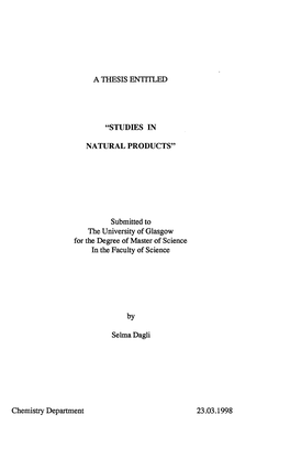 A Thesis Entitled “Studies in Natural