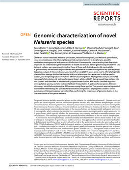 Genomic Characterization of Novel Neisseria Species Kanny Diallo1,2, Jenny Maclennan2, Odile B