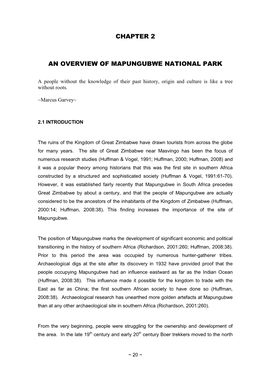 Chapter 2 an Overview of Mapungubwe National Park