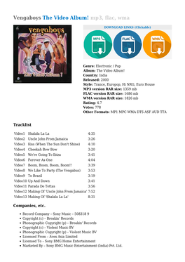 Vengaboys the Video Album! Mp3, Flac, Wma