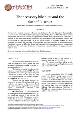 The Accessory Bile Duct and the Duct of Luschka Kiyoshi Goke1, Tulio Fabiano De Oliveira Leite2, Carlos Alberto Araujo Chagas3