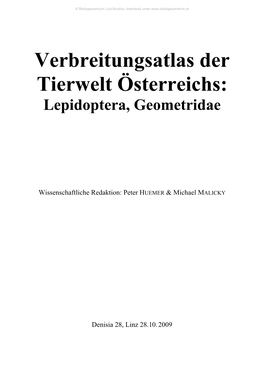 Verbreitungsatlas Der Tierwelt Österreichs: Lepidoptera, Geometridae