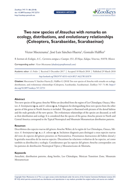 ﻿Two New Species of Ateuchus with Remarks on Ecology, Distributions