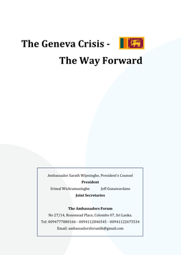 The Geneva Crisis - the Way Forward