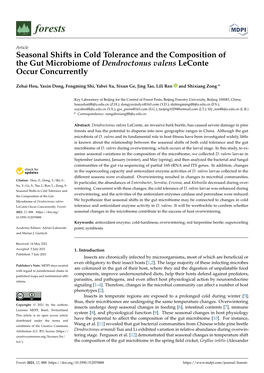 Seasonal Shifts in Cold Tolerance and the Composition of the Gut Microbiome of Dendroctonus Valens Leconte Occur Concurrently