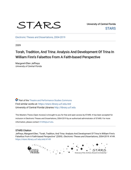 Analysis and Development of Trina in William Finn's Falsettos from a Faith-Based Perspective