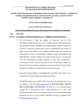 IFB No: 4/CE(R&B),NABARD,LWE&NDB/14 to 17/ APRBRP &APMCRCIP/2020-21