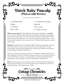 Dutch Baby Pancake Printable Recipe.Pages