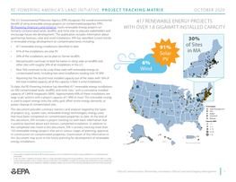 Re-Powering America's Land Initiative: Project Tracking Matrix October 2020