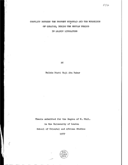 Conflict Between the Prophet Muhammad and the Mushr1kun * Of' Quraysh], During' the Meccan1 Period